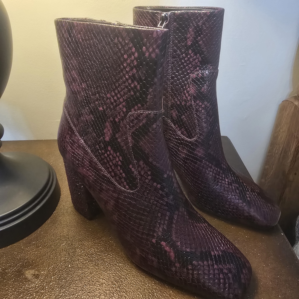 Michael Kors Plum Snakeskin Heeled Boots